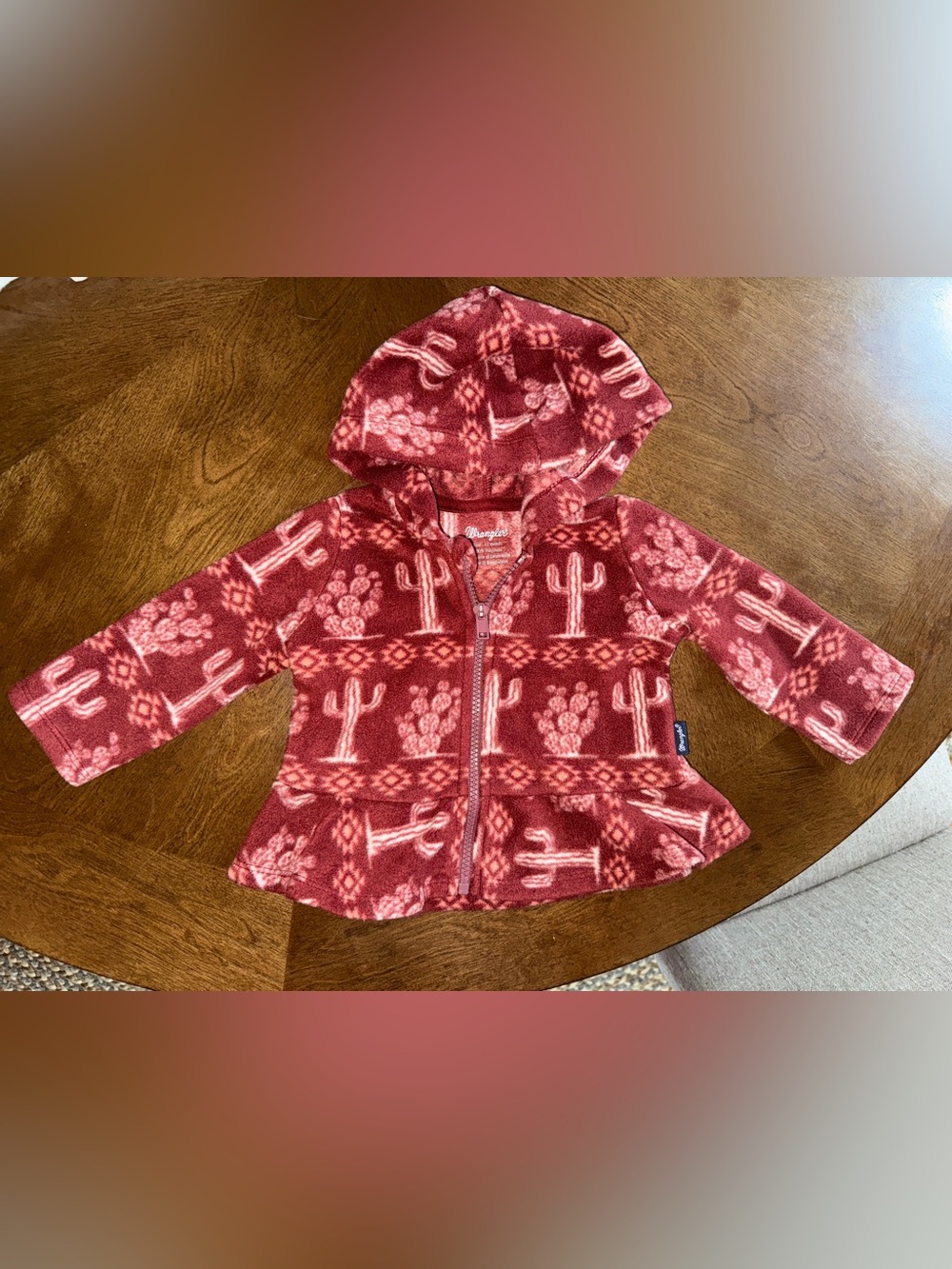 Wrangler infant pink and red Cactus Hooded Fleece Jacket
